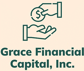 A green and white logo of grace financial capital, inc.